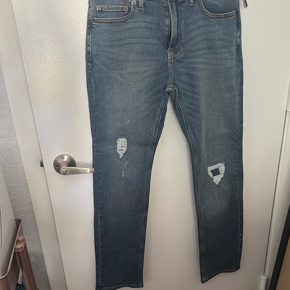 Abercrombie Kids Blue Distressed Jeans Slim Fit